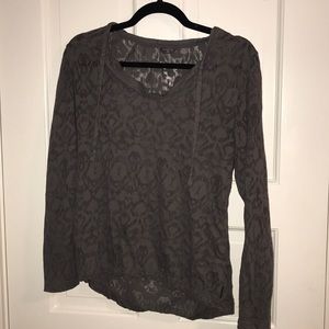 v-neck gray long sleeve